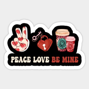 peace love be mine coffee lovers leopard print valentine Sticker